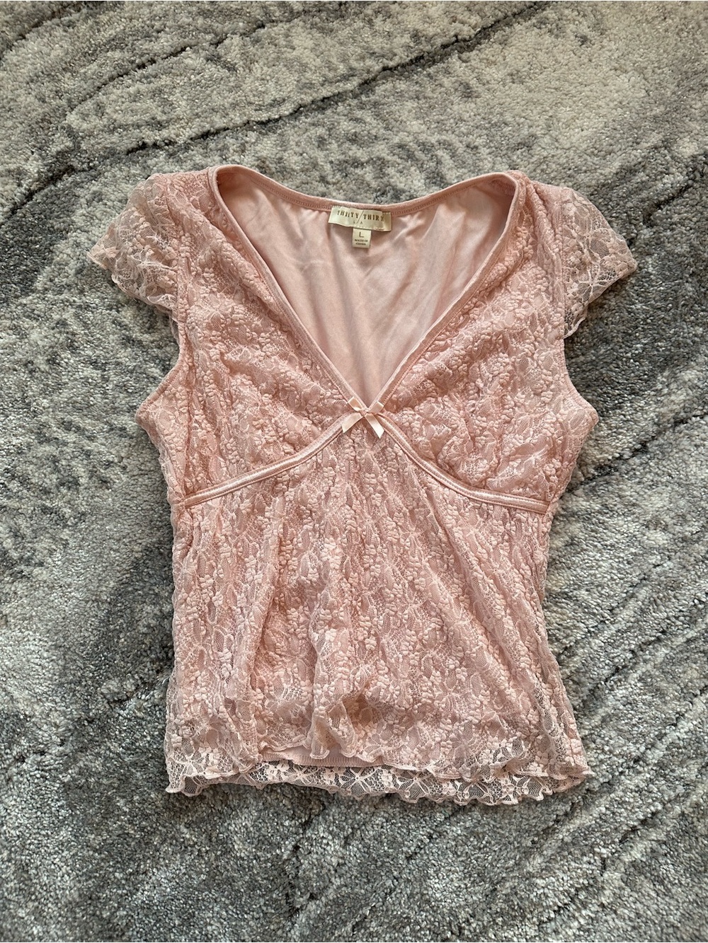 Vanity Fair Blush Pink Lace V-Neck Camisole